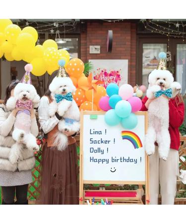 Dog Birthday Hat Dog Birthday Bandana Girl Hat Kit Bow Tie Collar With Gold Number for Pet Birthday Decorations Pet Puppy Cat Costumes Headwear Accessories Pink - Buy Online on GoSupps.com