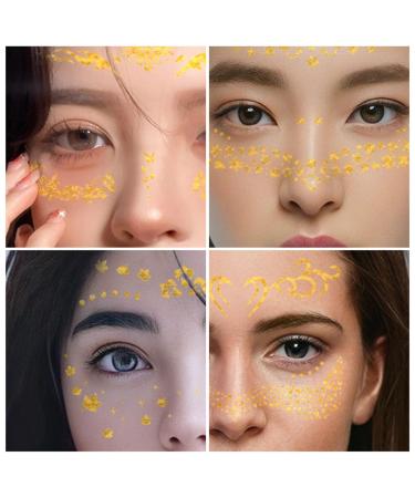 Shiny Gold Face Tattoos for Women, Girls, and Kids - Glittery Halloween Stickers for Parties and Costumes - Buy Online on GoSupps.com
