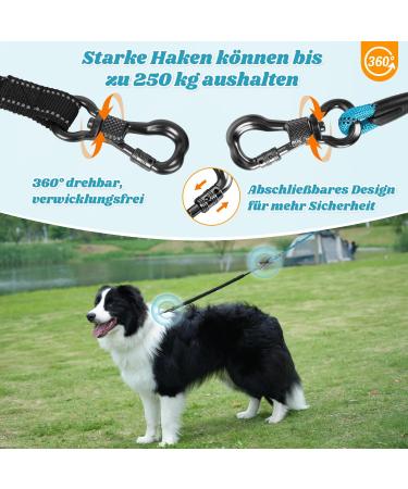 Buy Aystkniet 20m Reflective Bungee Leash for Large Dogs (Up to 80kg) - Padded Handle Lockable Hook - Durable Day & Night Walking Leash - Blue - Buy Online on GoSupps.com