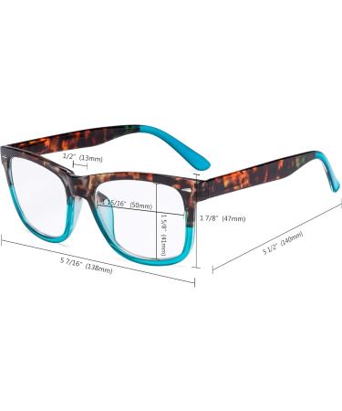 Eyekepper Women's Tortoise Blue Square Reading Glasses +1.50 | Spring-Hinged Large Lenses - Buy Online on GoSupps.com