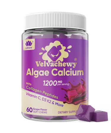 Calcium Chews 1200 mg Plus Vitamin D3 K2 Magnesium Zinc for Bone Muscle Calcium Suplements for Women Sugar Free Calcium Gummies 60 Cts