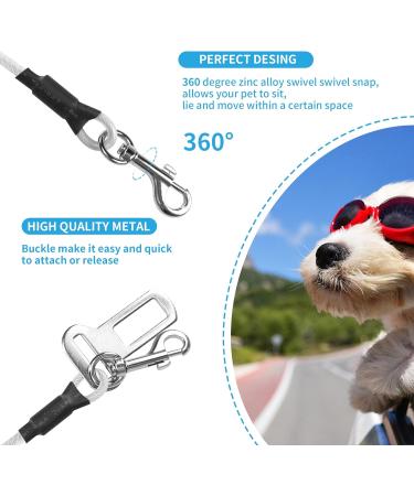 Yaodhaod Dog Safety Belt - Steel Wire Bite-Resistant Car Seat Belt for Dogs & Cats - Double Tick & Buckle Adapter - 40cm (Silver) - Buy Online on GoSupps.com