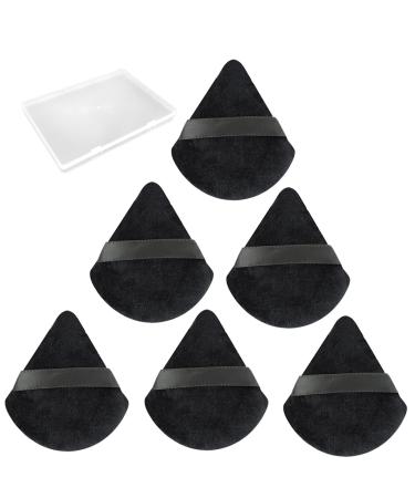 Powder Puff Powder Puff Face Triangle Velour Powder Puff 6 Pieces Setting Powder Puff Makeup Puff for Contouring Under Eyes and Corners 6pcs Triangle Black