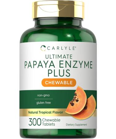 Carlyle Papaya Enzyme Chewable Tablets | Vegetarian, Non-GMO, Gluten Free Formula | Tropical Flavor - Buy Online on GoSupps.com