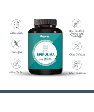 Super Spirulina Bio - 500 Vegan Tablets | Rich in Protein Iron & Antioxidants - Boost Immune System & Combat Fatigue - Vitavea - Buy Online on GoSupps.com