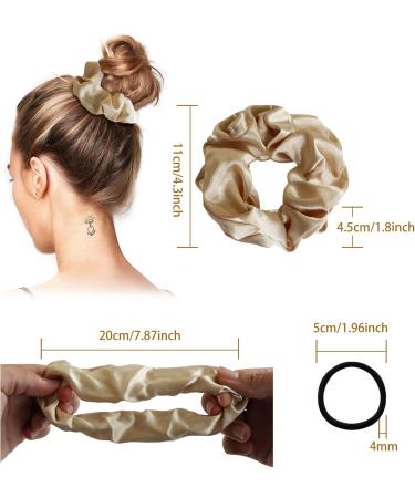 TRUEIN Silk Scrunchies for Women Girls Soft Satin Hair Scrunchies Big Elastic Scrunchy Hair Bands and Large Hair Ties Ropes Traceless Scrunchies Set for Thick Thin Hair Bobbles - Buy Online on GoSupps.com