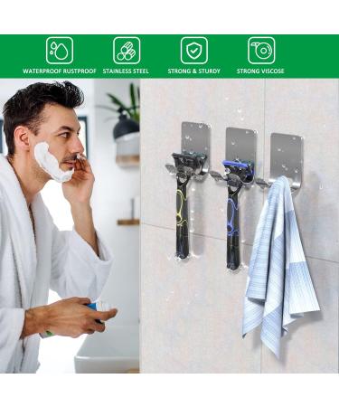 Buy Stainless Steel Razor Holder Hook - 3-Piece Multi-Purpose Shower & Towel Organizer Self-Adhesive & No Drilling - Silver | International Shipping Available - Buy Online on GoSupps.com