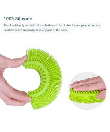 Silicone Body Scrubber 3pcs Set for Sensitive Skin - Exfoliating Brush for Shower, Bath, SPA Massage - Green, Purple, Cyan - Buy Online on GoSupps.com