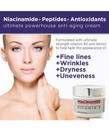 Natural Niacinamide Vitamin B Cream | Ultimate Strength Face Moisturizer with Retinol Grapeseed Extract & Hyaluronic Acid for Fine Lines & Wrinkles - Buy Online on GoSupps.com