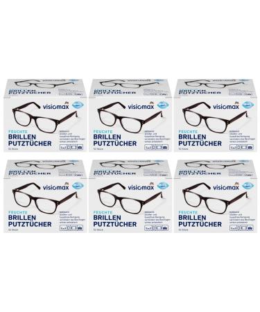 Glasses cleaning towels - moist and fat -solving for strip -free cleaning - 312 pieces - 6 -pack (6 x 52 pieces) - for all glasses made of glass and plastic