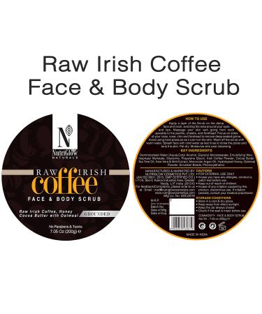 Buy NUTRIGLOW Natural Raw Irish Coffee Face & Body Scrub - 100% Organic Coffee Cocoa Butter & Oatmeal - 7.05 Oz | Perfect for Glowing Skin - Buy Online on GoSupps.com