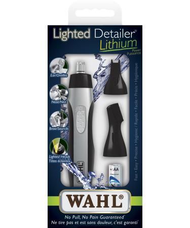 Wahl Canada Lithium Lighted Detailer - Ear Nose Brow Beard Trimmer & Detailer with Lithium Battery Trimmer for Ears Trimmer for Nose Trimmer for Brows Facial grooming Wet/dry trimmer with lighted heads Warranty for Canada Model 5572