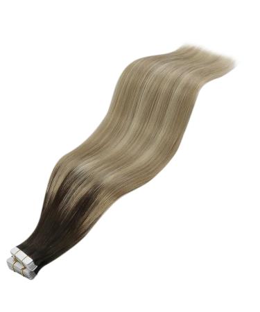 Youngsee Real Hair Tape Extensions - 35cm Balayage Ombre Seamless & Invisible Remy Hair for Women - Smooth Hair Recovery #4/10 & #4/14/60 50g - Buy Online on GoSupps.com