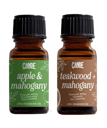 CE Craft Premium Fragrance Oil for Diffusers - Teakwood & Mahogany + Apple & Mahogany - 2 Essential Oil Blends for Home Candle Soap Making Supplies Aromatherapy Blends for House 10 ml Each