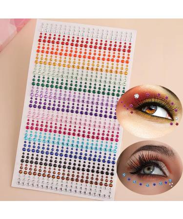 Rhinestone Stickers 3/4/5mm with 15 Colors Self Adhesive Face Gems Stick on Body Eye Bling Jewels Decal Crystal Hair Diamonds for Makeup Rave Accessories Embellishments for Crafts for Women Girls Mix Color