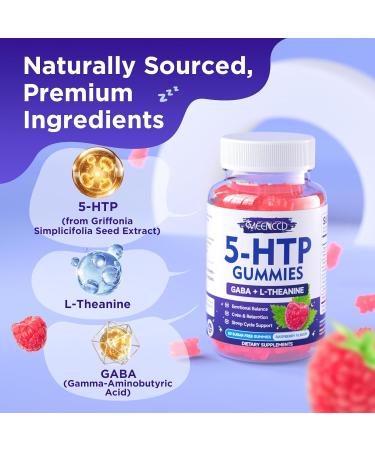 5-HTP Gummies 300mg 5-HTP Supplement with 200mg L-Theanine & 50mg GABA GABA Supplements for Adults Sugar Free Raspberry Flavor 60 Count 60 Count (Pack of 1) - Buy Online on GoSupps.com