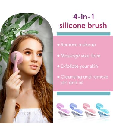 Glowsavy Silicone Cleansing Brush - 4 Speeds, Waterproof & USB Rechargeable - Pink Facial Spa Machine for Makeup Skincare Removal - Buy Online on GoSupps.com