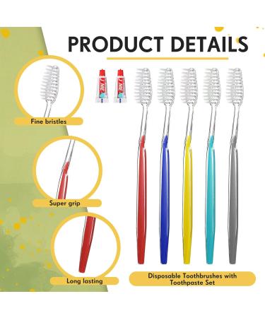 Buy Amyhill 50 Sets Disposable Toothbrushes & Toothpaste - Soft Bristle Travel Packs in 5 Colors for Hotels Shelters & Apartments | Bulk Purchase Available - Buy Online on GoSupps.com