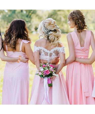 32 Pcs Bridesmaid Proposal Set: Satin Hair Scrunchies, Bracelets, Diamond Pens, Bridesmaid Cards - White & Rose Gold - Buy Online on GoSupps.com