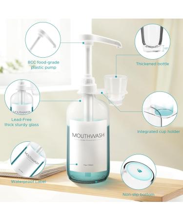 Buy Oylik Mouthwasher - Refillable Transparent Bathroom Glass with Cup Holder & Pump - 480ml - Includes Funnel & Label - Buy Online on GoSupps.com
