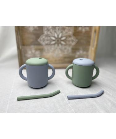 Jane and Kate 2-Pack Food Grade Silicone Training Cup and Straw | 5oz Spill Proof - 6 Months+ | Green & Blue - Buy Online on GoSupps.com