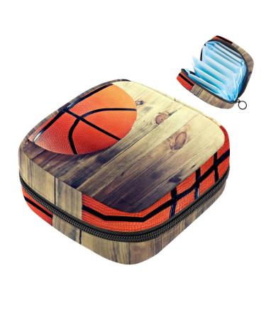 Retro basketball ball wood ladies bandage storage bag menstruation pad bag pocket portable menstrual cup pocket with zipper for teenagers girls women women