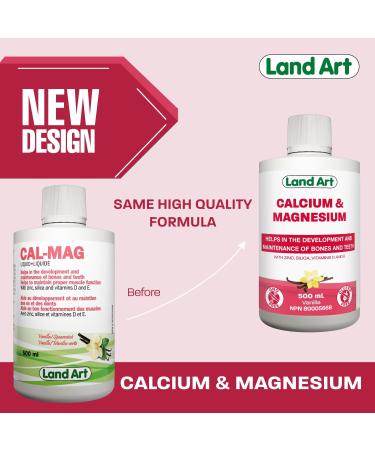 Liquid Calcium Magnesium Formula with Vitamin D Vitamin E and Zinc - Maintain Healthy and Stronger Bones - 500ml - Vanilla Spearmint Flavor - Non-GMO Gluten Free Sugar Free - Made in Canada - Buy Online on GoSupps.com