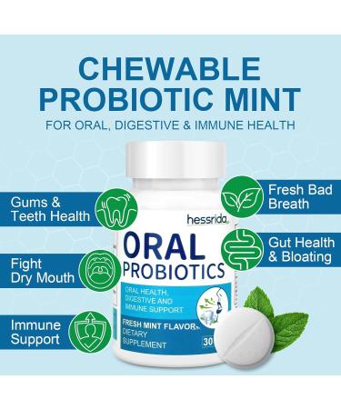 Chewable Oral Probiotics for Bad Breath Treatment | Fresh Breath & Dental Care | 30 Mint Tablets - Buy Online on GoSupps.com
