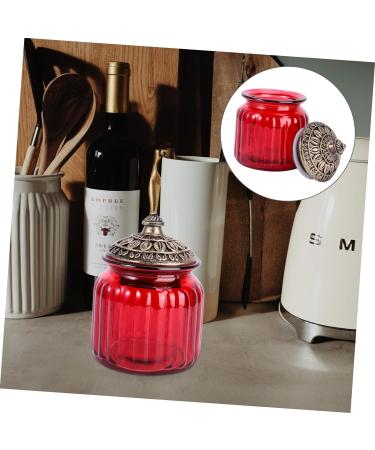 Zerodeko 1pc Red Airtight Jar Food Decor Spice Containers Red Decor Clear Pasta Containers Tea Storage Jar Condiments Containers Rice Container House Decorations for Home Can Glass Resin - Buy Online on GoSupps.com