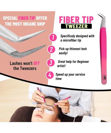 Diva Lashes 5 Pack Eyelash Extension Tweezers Kit - Anti-Slip Fiber Tip, Japanese Stainless Steel - Ombre - Buy Online on GoSupps.com