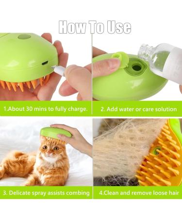 Steamy Cat Brush 3 In1 Cat Steam Brush Pet Hair Cleaner Brush Self Cleaning Steam Brush Cat Steamer Brush Massage Cat Hair Brush for Removing Tangled Loosse Hair for Home (C) - Buy Online on GoSupps.com