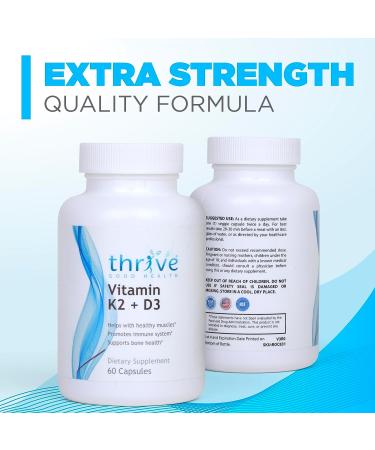 Thrive Good Vitamin K2 D3 - Daily Multivitamin Supplement for Men & Women with Vitamin D3, Calcium, and Black Pepper Extract - 60 Veggie Capsules - Buy Online on GoSupps.com