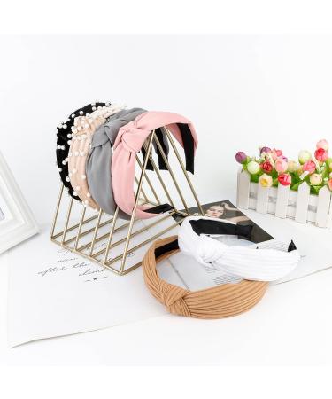 Jaciya 6-Pack Knotted Pearl Headbands for Women and Girls - Wide Top Knot Fashion Turban Hairbands - Vintage Hair Accessories - Buy Online on GoSupps.com