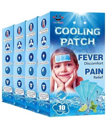 40 Sheets EasYeah Cooling Patches for Fever Discomfort & Pain Relief Cooling Relief Fever Reducer Soothe Headache Pain 10 Count Per Box (4 Boxes) - Buy Online on GoSupps.com