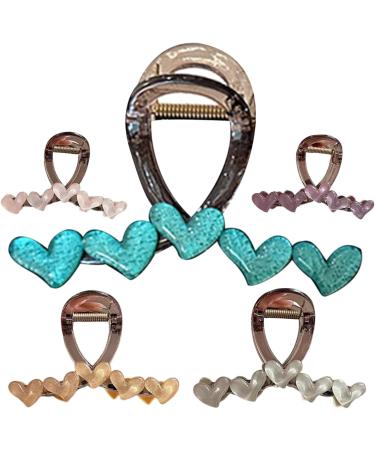 Women Hair Claw Heart Decor Anti-slip Teeth Plastic Material Hair Clip Large Size Back Head Hair Claw Yellow - Buy Online on GoSupps.com