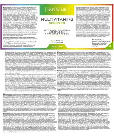 MULTIVITAMINS and Minerals - Complete Multi Vitamins for Adults Men and Women - Vitamins A B C D E K Zinc Magnesium Biotin and Q10 | 60 Organic Vegan Capsules NUTRALIE (Taste Free) - Buy Online on GoSupps.com