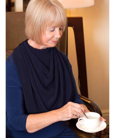 Care Designs Pashmina Scarf Adult Bib - Stylish Waterproof Clothing Protector for Elderly | Reusable Christmas Dinner Bibs for Women | Navy Unisex Eating Bibs - Buy Online on GoSupps.com