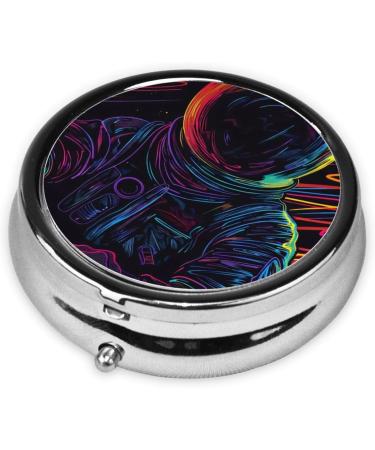 Color Line Astronaut Portable Metal Pill Box - Mini Round 3-Compartment Organizer for Small Pills | Travel Essential - Buy Online on GoSupps.com