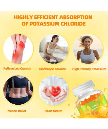 90 Count 1200mg Potassium Chloride Gummies Sugar Free Electrolyte Balance Gummies Muscle Relief & Heart Health Potassium Supplement for Adults Women Men - Buy Online on GoSupps.com