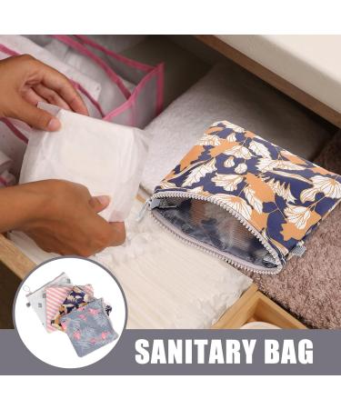 Menstrual Pad Storage Bag 4 Pcs - Zippered Portable Pouch for Tampons & Napkins - Coin Purse Wallet for Women & Girls (Cactus Flamingo Flower Stripe) - Buy Online on GoSupps.com