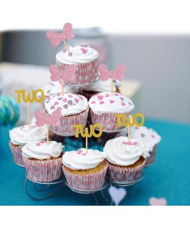 MonMon & Craft Minnie Two Cupcake Toppers/Girls Children 2nd Birthday Cupcake Toppers/Twins 2nd Birthday/Kids Birthday Party Decorations/Glitter - 24 Pcs - Buy Online on GoSupps.com