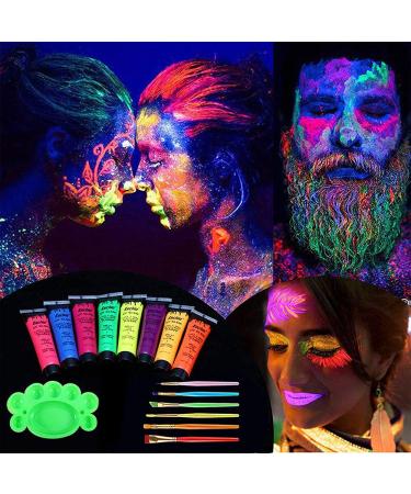 UV Glow Blacklight Face and Body Paint 8-Color 1oz - Day/Night Stage Makeup for Clubbing & Costumes - Buy Online on GoSupps.com