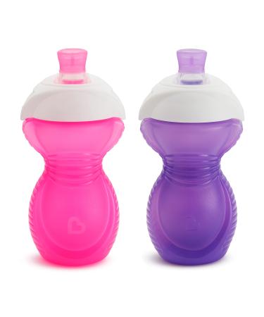 Munchkin Click Lock Bite Proof Sippy Cup 9 Ounce 2 Pack Pink/Purple Pink/Purple white