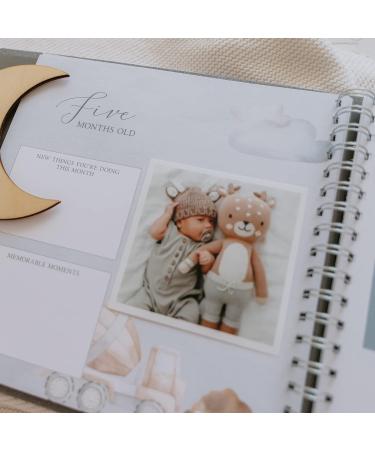 Peachly Baby Boy Memory Book | Planes & Trains First Year Keepsake | Simple Grey Linen Scrapbook for Boy Milestones - Buy Online on GoSupps.com