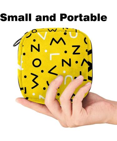 Portable Women's Binding-Storage Bags | Menstrual Cup & Pad Pockets | Teen Girls' Tampon Bags | Multicolored Yellow Alphabet Design - Buy Online on GoSupps.com