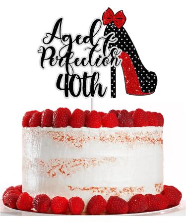 40th Birthday Cake Topper for Women Her Forty and Fabulous Aged Perfection to 40th Birthday Party Supplies Cheer to Vintage Dirty 40 Cake Decorations - Buy Online on GoSupps.com