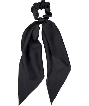 styleBREAKER ladies hair tie plain with bow in retro style elastic scrunchie ponytail holder hairband 04027040 colour: black