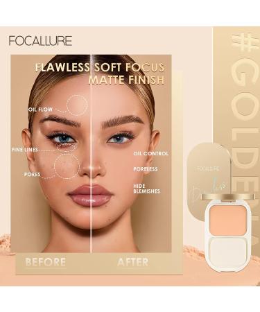 FOCALLURE Poreless Pressed Powder - Mineral Finishing Foundation, Ivory 101 | Matte Finish, Buildable Coverage | Controls Shine & Smooths Complexion - Buy Online on GoSupps.com