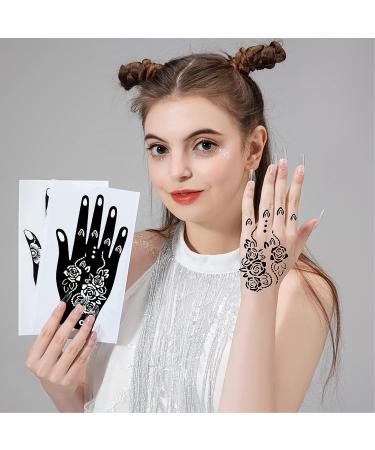 24 Sheets Henna Tattoo Stencil Kit - 270+ Reusable Indian Glitter Stencils for Face & Body Paint - Buy Online on GoSupps.com