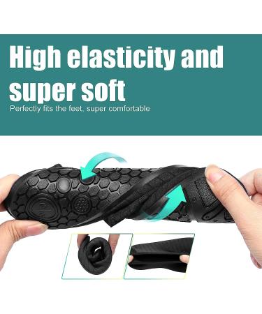 Metog Water Shoes Quick-Dry Aqua Socks Barefoot Slip-on for Beach Swim Yoga - Lit-stripe Black - Buy Online on GoSupps.com
